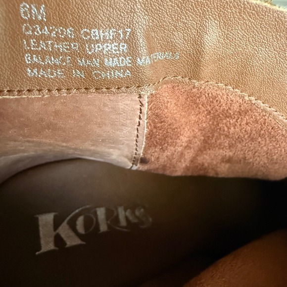 Korks Women's Leather Ankle Boots Brown Side Zip Block Heel Size 6M - Picture 7 of 7